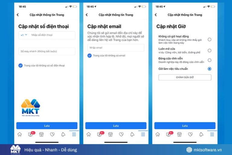 Cập nhật thông tin địa chỉ, số điện thoại, thời gian phục vụ, website